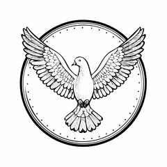 Dove On Circle Image Vector isolated on white background.