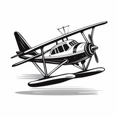 Seaplane Image Vector. Flying Seaplane Stock Illustration isolated on white background.
