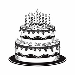 Birthday cake with candles image vector isolated on white background.