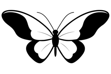 Black butterfly vector illustration isolated on white with a decorative floral pattern, symbolizing nature's delicate art
