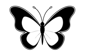 Beautiful black butterfly vector illustration, perfect for nature-inspired design elements, art, or tattoos, isolated on a white background