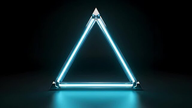 Futuristic glowing triangle design element animation on black background for modern visuals