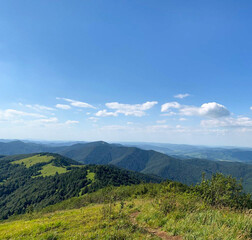 Panoramic Mountain Landscape with Blue Sky