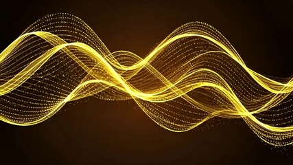 Energetic golden wave pattern animation background, glowing particles motion effect, dynamic - Powered by Adobe