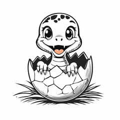 Happy baby snake hatching from the egg vector image isolated on white background