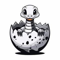 Black and white Baby snake hatching from egg vector image isolated on white background