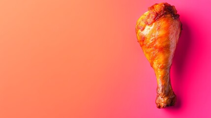 Obraz premium Crispy Chicken Leg on Gradient Backdrop, Poultry , Food