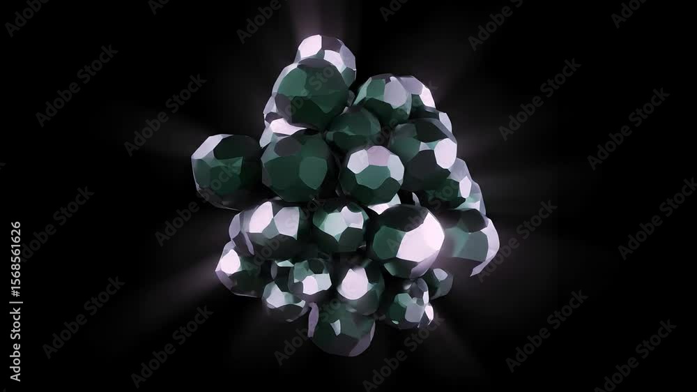 Aufkleber abstract 3d rendered geometric shapes illuminated on black background artistic visualization