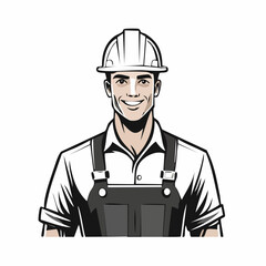 Skyscraper Construction Worker image vector isolated on white background.