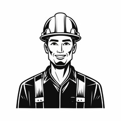 Skyscraper Construction Worker image vector isolated on white background.