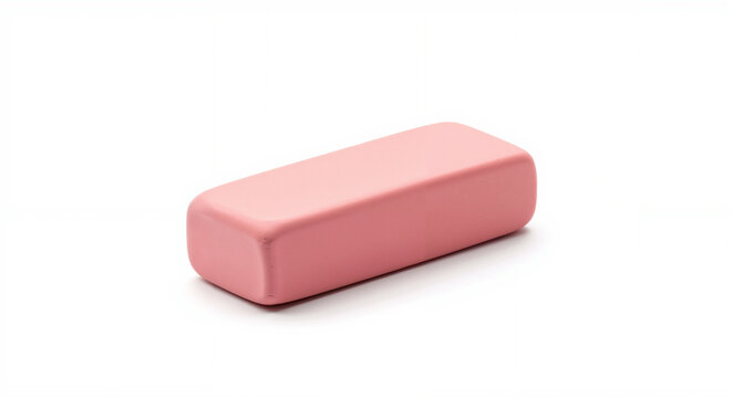 Pink rectangular eraser for clean correction in drawing or writing