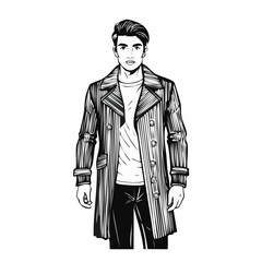 Stylish man in coat image. Handsome Stylish Man Showcasing Street Fashion.