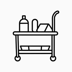 Serving Trolley with Bottles and Plates for Restaurant Menus, Hospitality Websites, Catering Services, and Food Delivery Ideas  