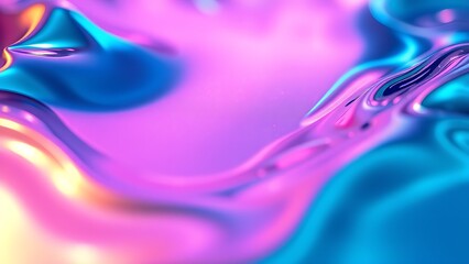 Futuristic liquid metal texture with iridescent reflections, creating an abstract and vibrant effect.