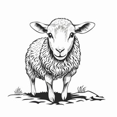 Farm Animal Sheep Vintage Vector Engraving Stock Vector on white background.