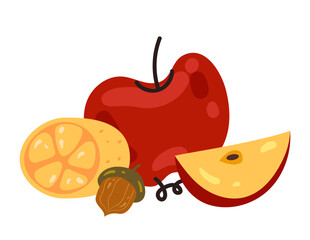 Autumn fruit and vegetables concept. Vector flat graphic design element illustration