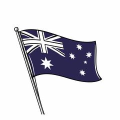 Flag Of Australia Waving In The Wind image vector isolated on white background.