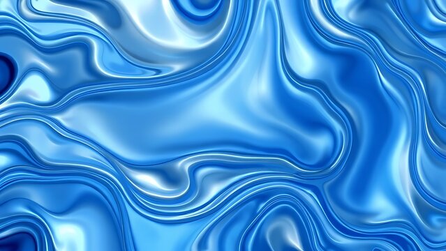 Abstract tech background with flowing liquid metal texture in blue and silver tones.