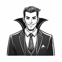 Confident vampire businessman wearing a suit and cape image vector isolated on white background