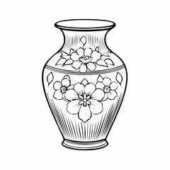 Ceramic Chinese Vase Image vector isolated on white background.