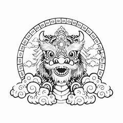 Dragon or lion dance show Barongsai in celebration Chinese lunar new year festival Asian traditional
