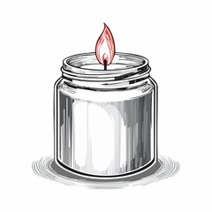Burning Jar Candles Vectors and Illustrations isolated on white background.