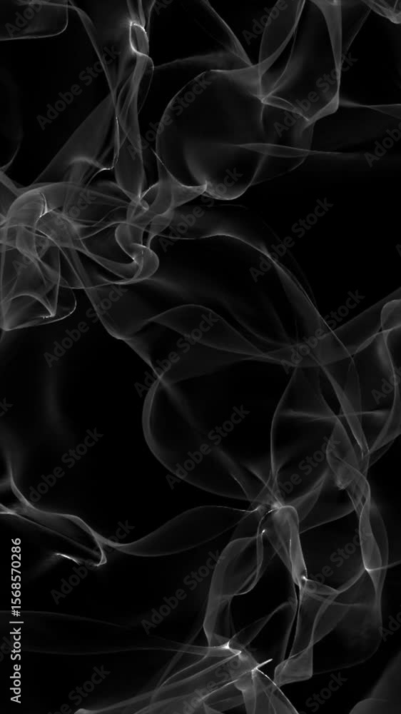 Aufkleber abstract flowing smoke-like shapes in grayscale on a dark background