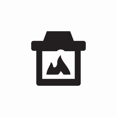cozy fireplace icon sign vector