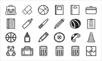 School supplies and toys collection backpack eraser