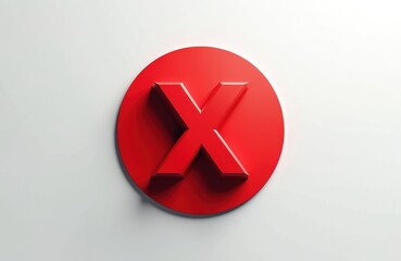Obraz premium Bold red X symbol on circular background. Modern graphic design element for advertising, marketing, and promotional campaigns. Eye-catching contrast and clear messaging for branding and communication.