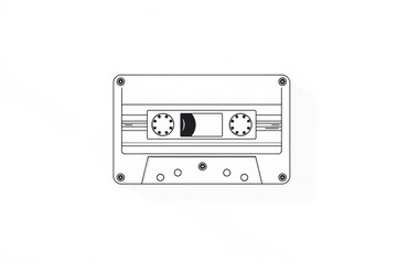 Obraz premium Line drawing of a cassette tape on a white background, reminiscent of vintage audio and analog music.