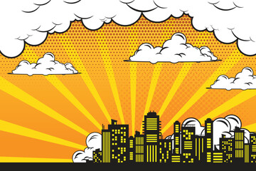 comic background with city Cartoon Color Explosion Abstract Background © Saepul
