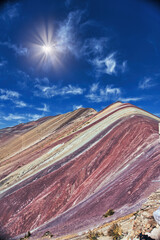 A breathtaking view of the Rainbow Mountain in Cusco, Peru