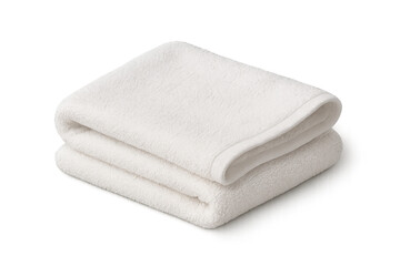 Pristine white towel folding elegantly, displaying plush softness against transparent background