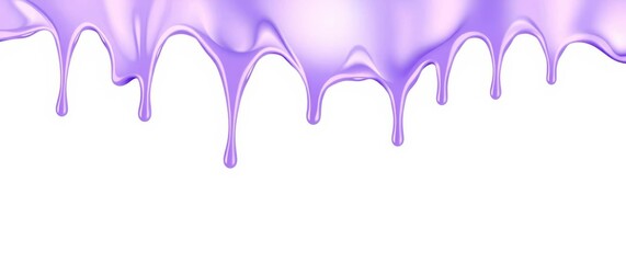 Elegant lavender fluid descends, forming delicate drops, showcasing smooth texture against a pristine backdrop.