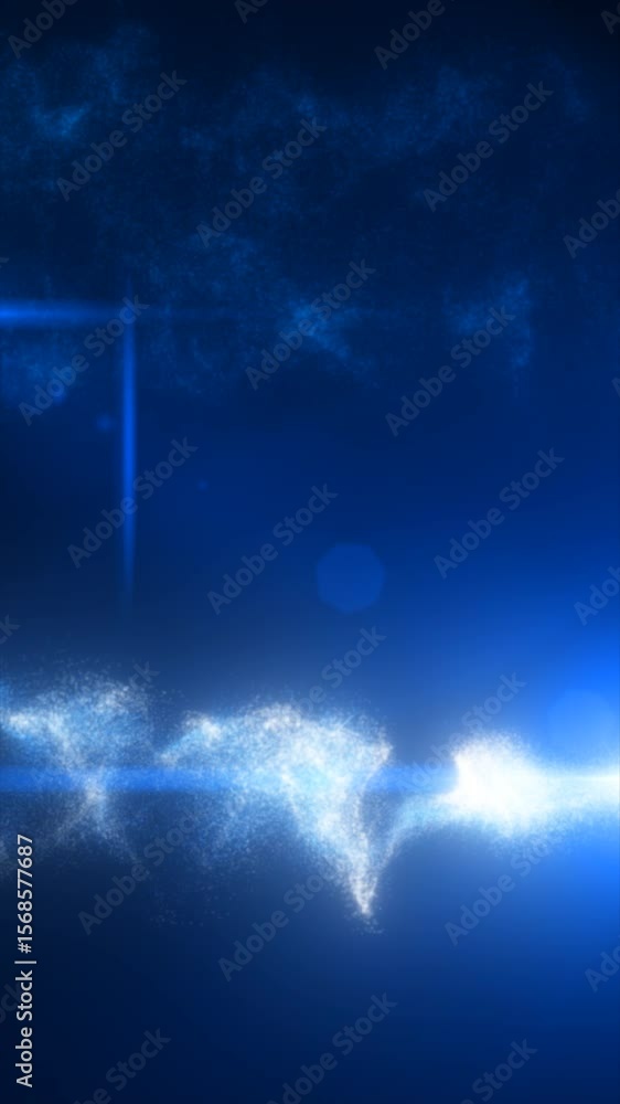 Poster minimalistic blue background with glowing wave patterns and soft lens flare effects in a futuristic 