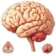 Detailed illustration of the human brain and its components.