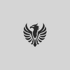 Obraz premium Griffin crest logo in strong and majestic silhouette design.