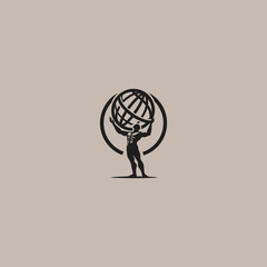 Atlas god logo in powerful and simple silhouette style.