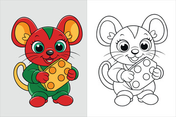 illustration of a mouse standing kids coloring page