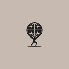 Atlas god logo in powerful and simple silhouette style.