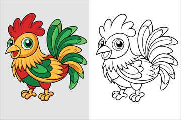 illustration of a rooster kids coloring page