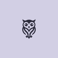 Creative owl logo in clean and artistic silhouette illustration.
