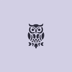 Creative owl logo in clean and artistic silhouette illustration.
