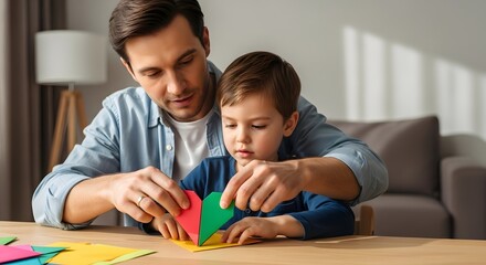 Father's day: crafting a heart at home with dad.