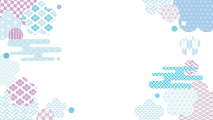夏の季節の涼しい和柄背景イラスト