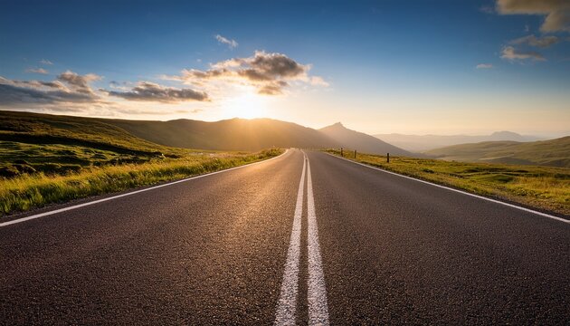 a tranquil journey along a road that disappears far away