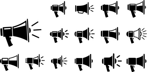 Fototapeta premium Megaphone icon set. Vector graphic illustration. Suitable for website design, logo, app, template, and ui. 