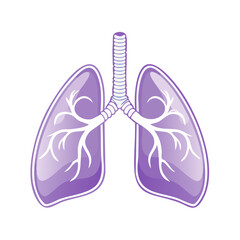 Illustration of Human Lungs and Trachea on Black Background. Respiratory System Anatomy Concept with Pulmonary Branches.