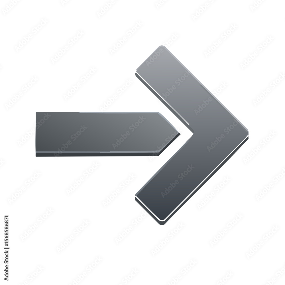 Poster simple gray arrow pointing right on black background, indicating direction and navigation